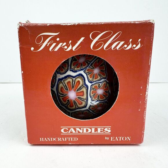 Vintage First Class Candles by Eaton Round Globe Candle "Stained Glass" Mosaic - Picture 8 of 10